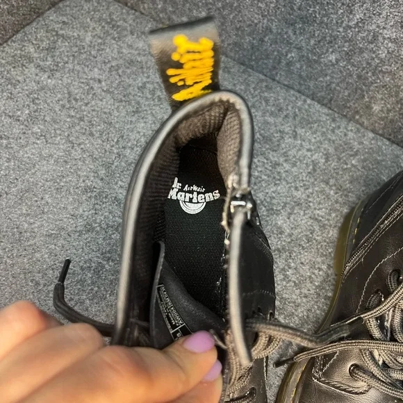 Dr. Martens Youth 1460J Combat Boots Black Leather Lace Up Side Zip Size 3 US - Picture 9 of 10